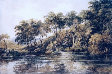 トーマス・ガーティン Painting - 池の水彩画家の風景 トーマス・ガーティン